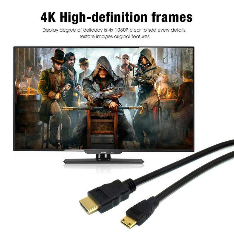 AlyKets 10ft HDMI to Mini HDMI Cable, Camera Data Cable for Nikon D3400, D3500, D7500, D850, D810, D7000, D500, Canon EOS R, RP, 5D Mark IV, 6D Mark II, 7 Pico Projector - Image 2